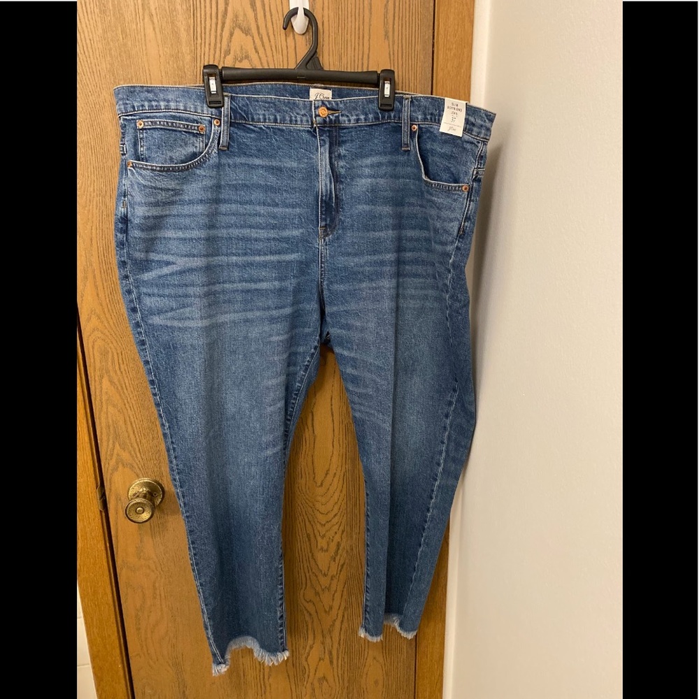 J CREW jeans NWT slim boyfriend sz 37 inch / sz 24 frayed hems spring